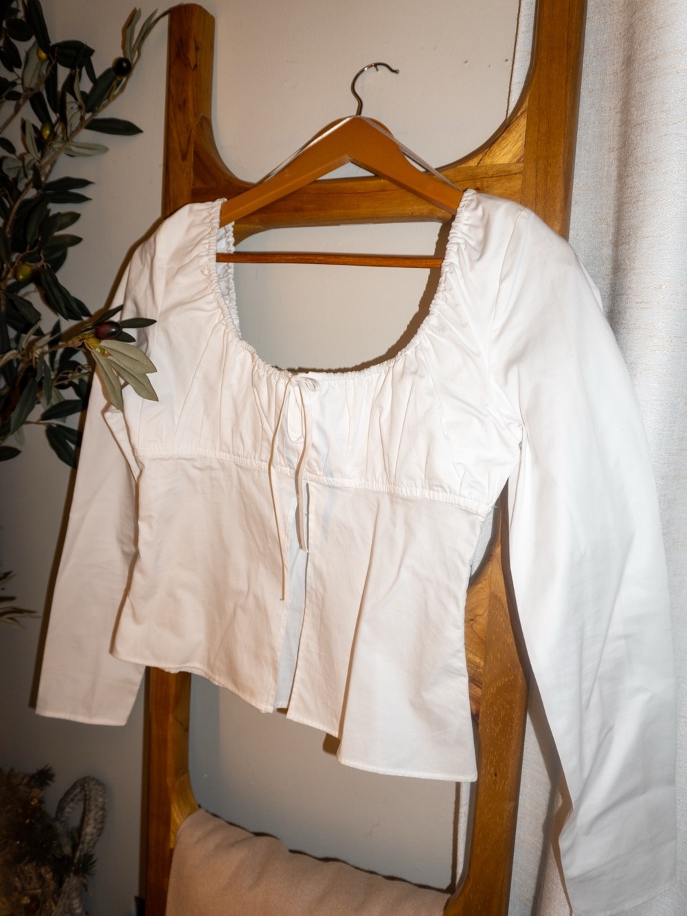Zara White Square-Neck blouse